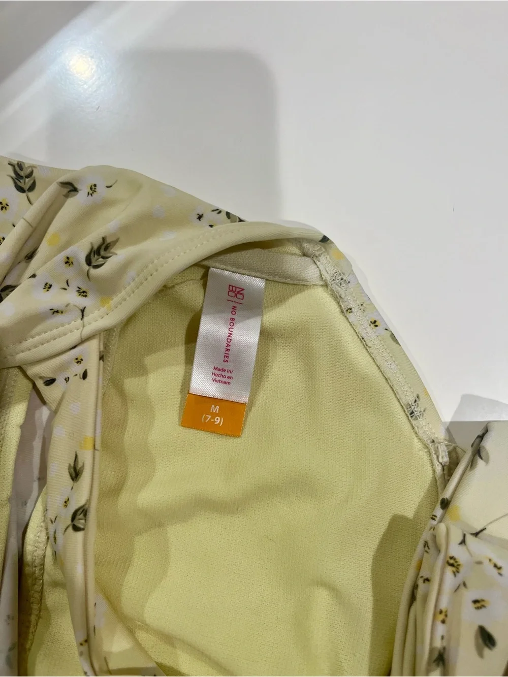 No Boundaries Pale Yellow Floral Tie-Shoulder bikini top